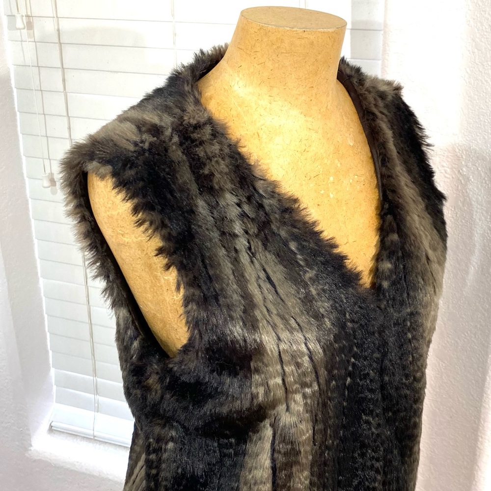 ZARA women faux fur vest brown black M